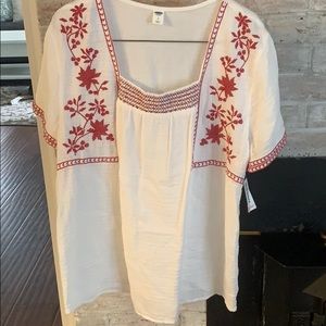 White/maroon floral blouse